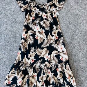NWT! Vintage Royal Creations 100% Cotton Hawaii Black Tropical Print Maxi Medium